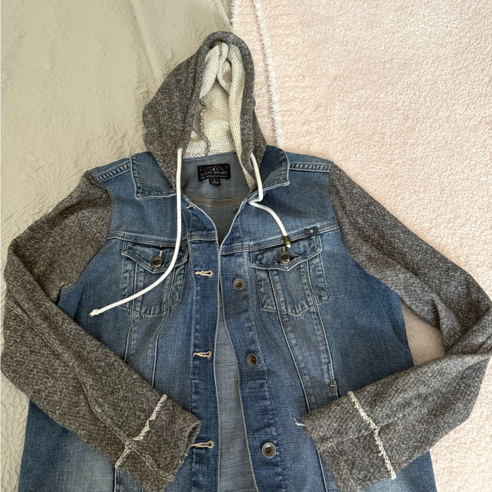 Lucky Brand Blue Jean Jacket Hoodie - Picture 3 of 5